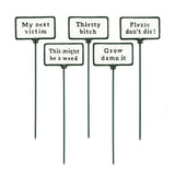 funny cast iron plant sign stake with humorous garden phrase for potted plants and garden beds