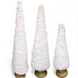 Fuzzy white cone-shaped holiday tree decor