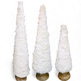 Fuzzy white cone-shaped holiday tree decor