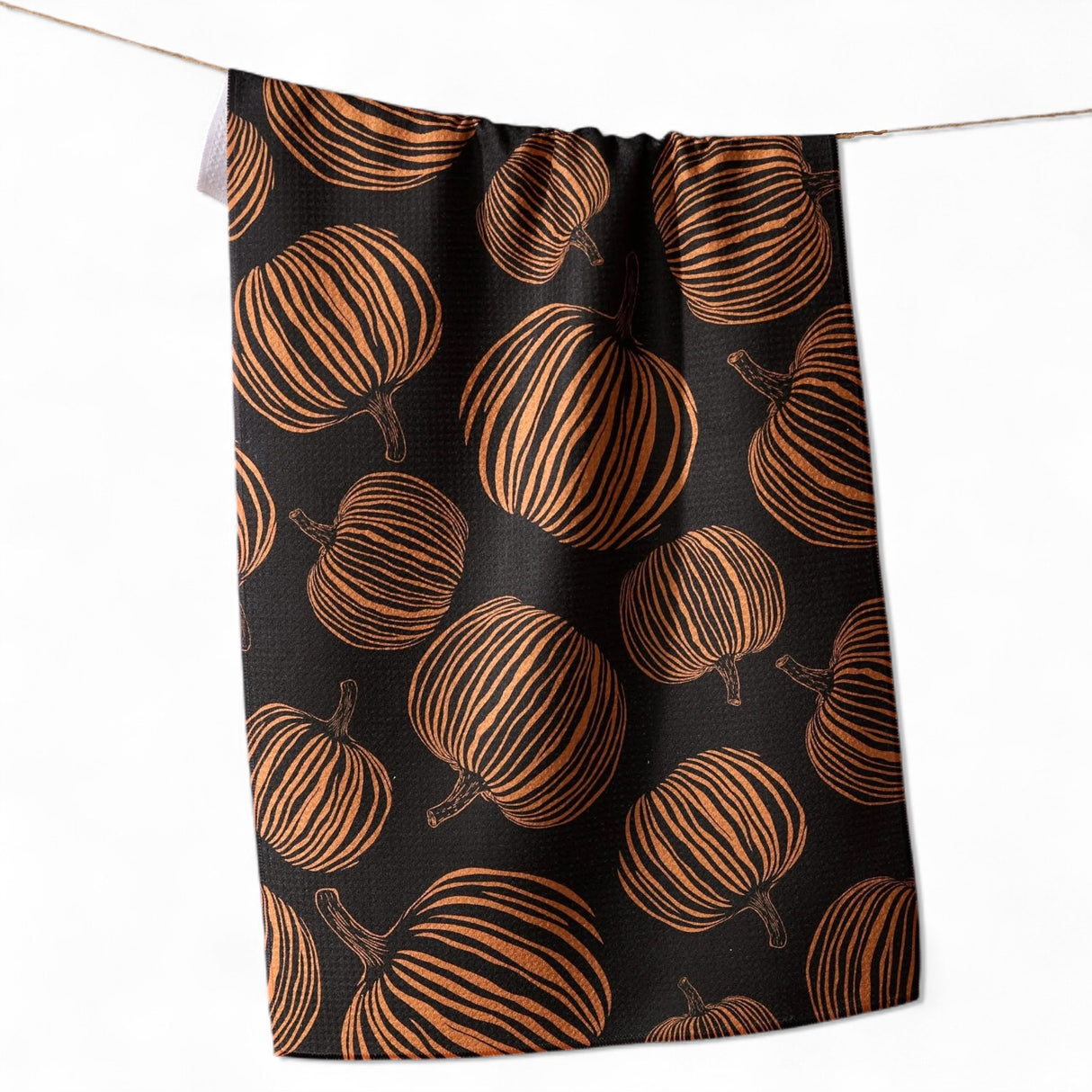 Pumpkin Noir Geometry Tea Towel