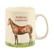 White 20 oz stoneware mug with vintage horse illustration and "Giddyup, Buttercup" phrase printed on both sides