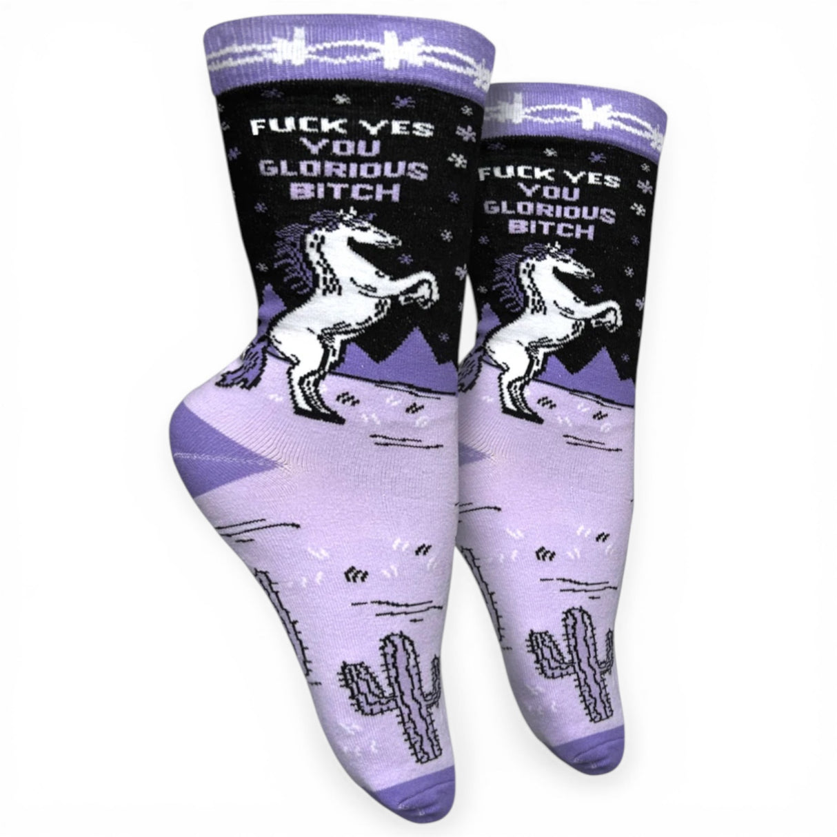 funny unicorn womens crew socks bold quote novelty socks lavender gift socks