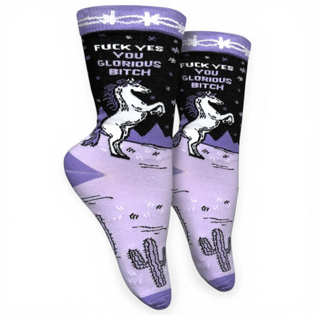 funny unicorn womens crew socks bold quote novelty socks lavender gift socks