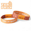 god is good orange tap to pray bible verse wristband