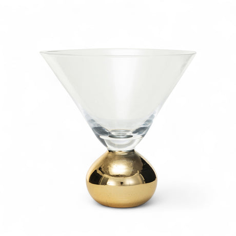 12 oz clear martini glass with gold electroplated ball stem