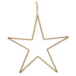 Gold wire and glass beaded hanging star with velvet ribbon, 20 inches