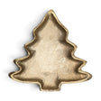 Gold cast aluminum Christmas tree dish with curved branches, a textured interior, and a raised rim
