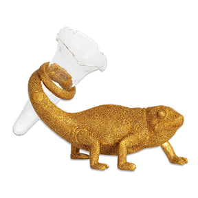gold chameleon bud vase with glass tube decorative animal vase