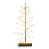Gold festive tree illuminated by 80 warm white LEDs, measuring 12 inches wide and 16 inches tall.