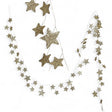 Gold glitter paper star garland, 72 inches long