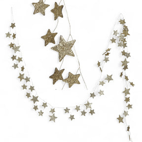 Gold glitter paper star garland, 72 inches long
