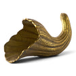 Gold cast aluminum Harvest Cornucopia centerpiece with sculpted ribbed texture for fall and Thanksgiving décor