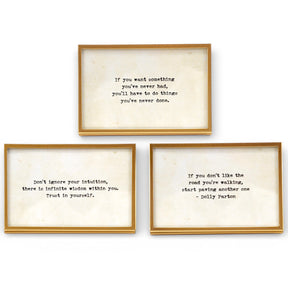 gold metal inspirational quote frame with easel back 4x6