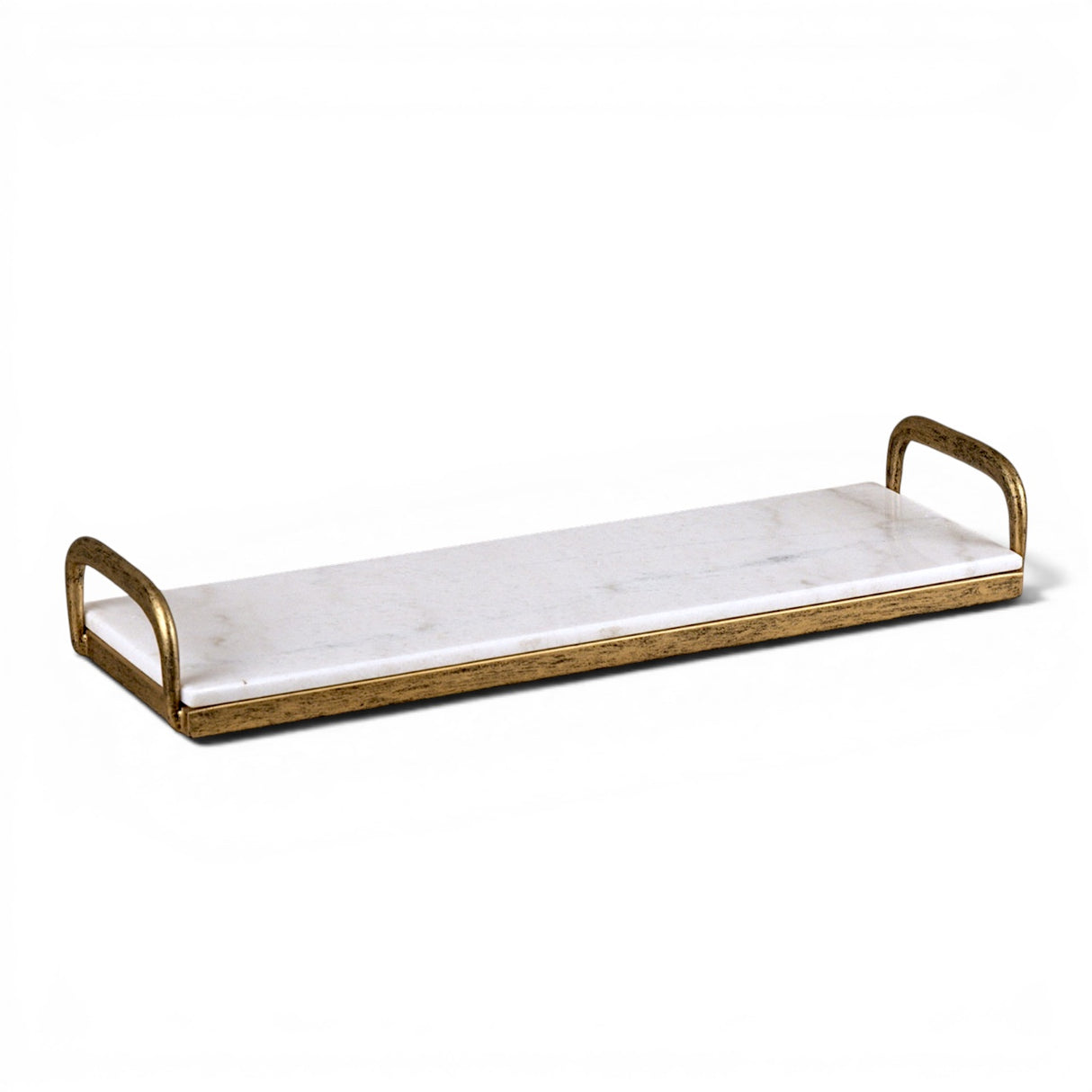 gold and marble rectangular tray with handles for serving drinks decor organization
