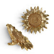 Gold resin sunflower decorative accent with sculpted petals and textured center