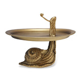 gold metal snail valet tray by Creative Co-Op