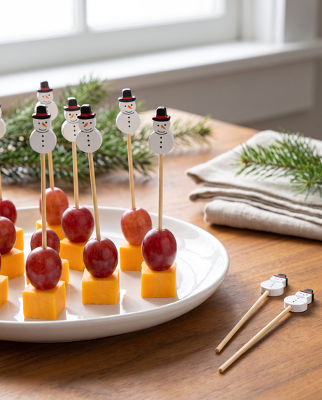 Snowman Bamboo Party Skewers (Set of 50)