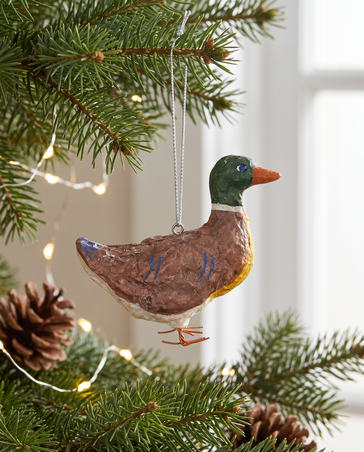 Vintage Inspired Paper Mache Mallard Ornament