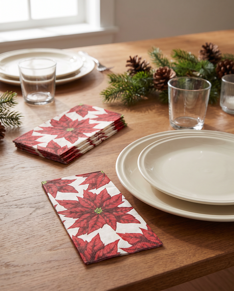Red Poinsettia Paper Napkins (Pack of 20)