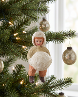 Vintage Inspired Boy Holding Snowball Ornament
