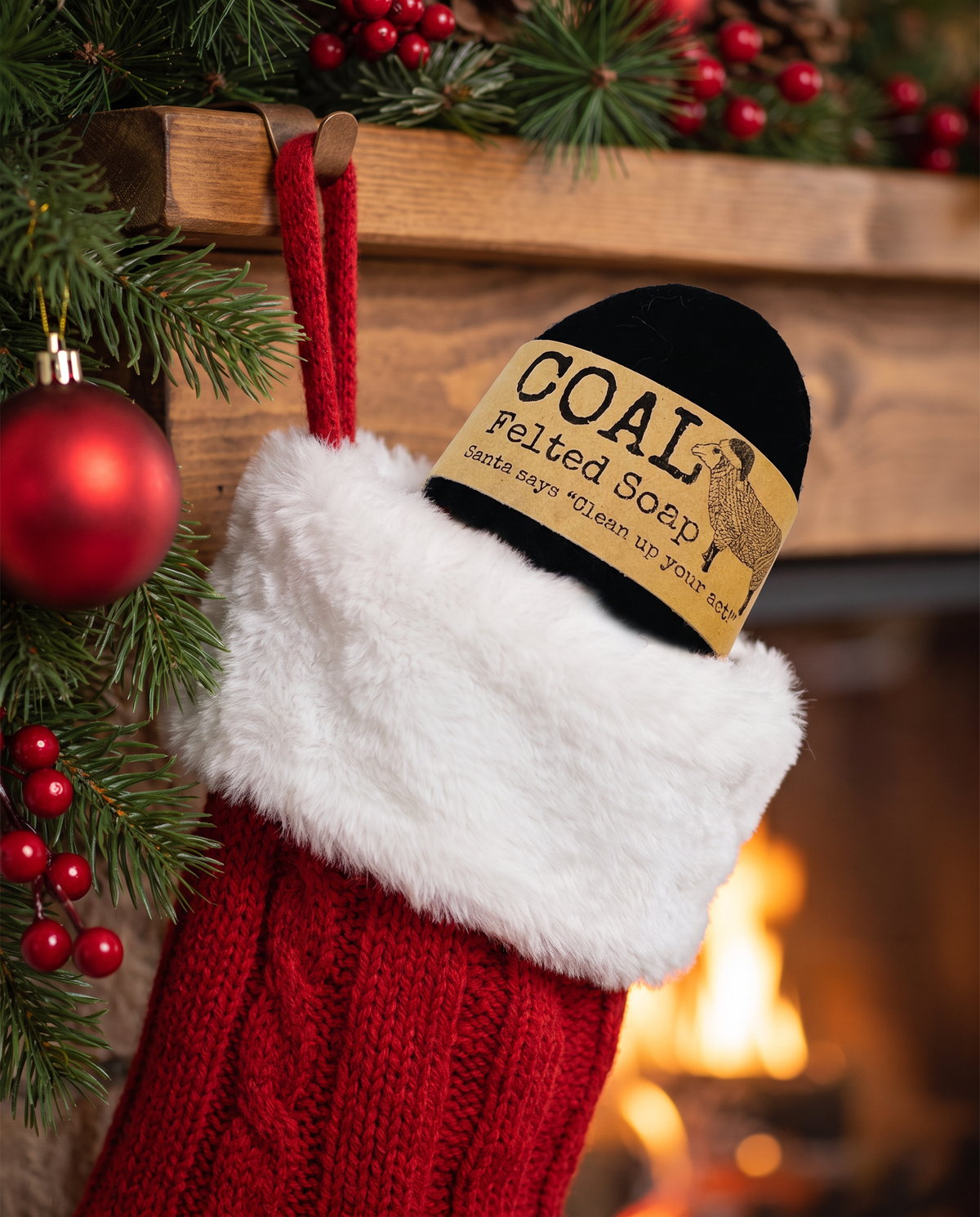 Lump of Coal Felted Soap Bar