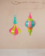Oversized Colorful Metal Finial Ornament with Glitter