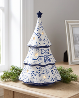 Blue & White Ceramic LED Christmas Tree
