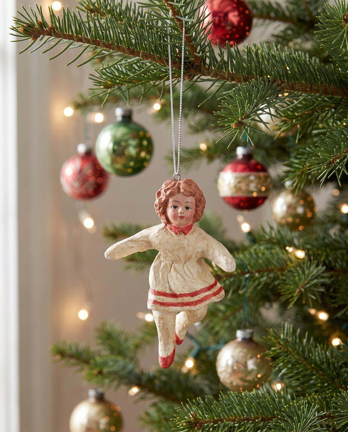 Vintage Inspired Paper Mache Girl Ornament