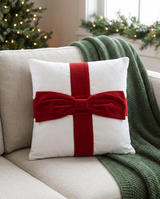 Red Bow Cotton Velvet Gift Pillow