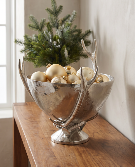 Silver Aluminum Antler Stand Serving Bowl