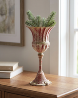 Distressed Red Metal Urn
