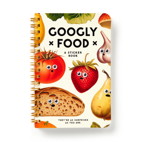 Googly Food Sticker Book with vintage food illustrations and over 60 funny stickers