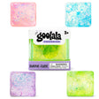 Goolala Sugar Cube squishy sensory fidget toys with glitter in green, blue, pink, and purple