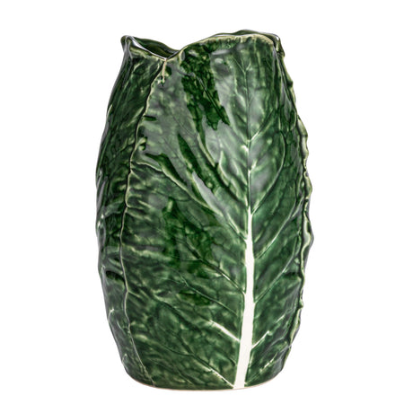 green cabbage stoneware vase