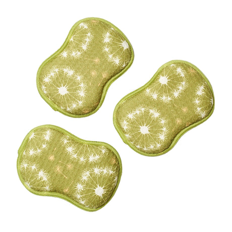 Green dandelion reusable kitchen sponge set by Once Again Home Co.