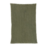 Green stonewashed cotton waffle weave kitchen towel, 28 by 18 inches