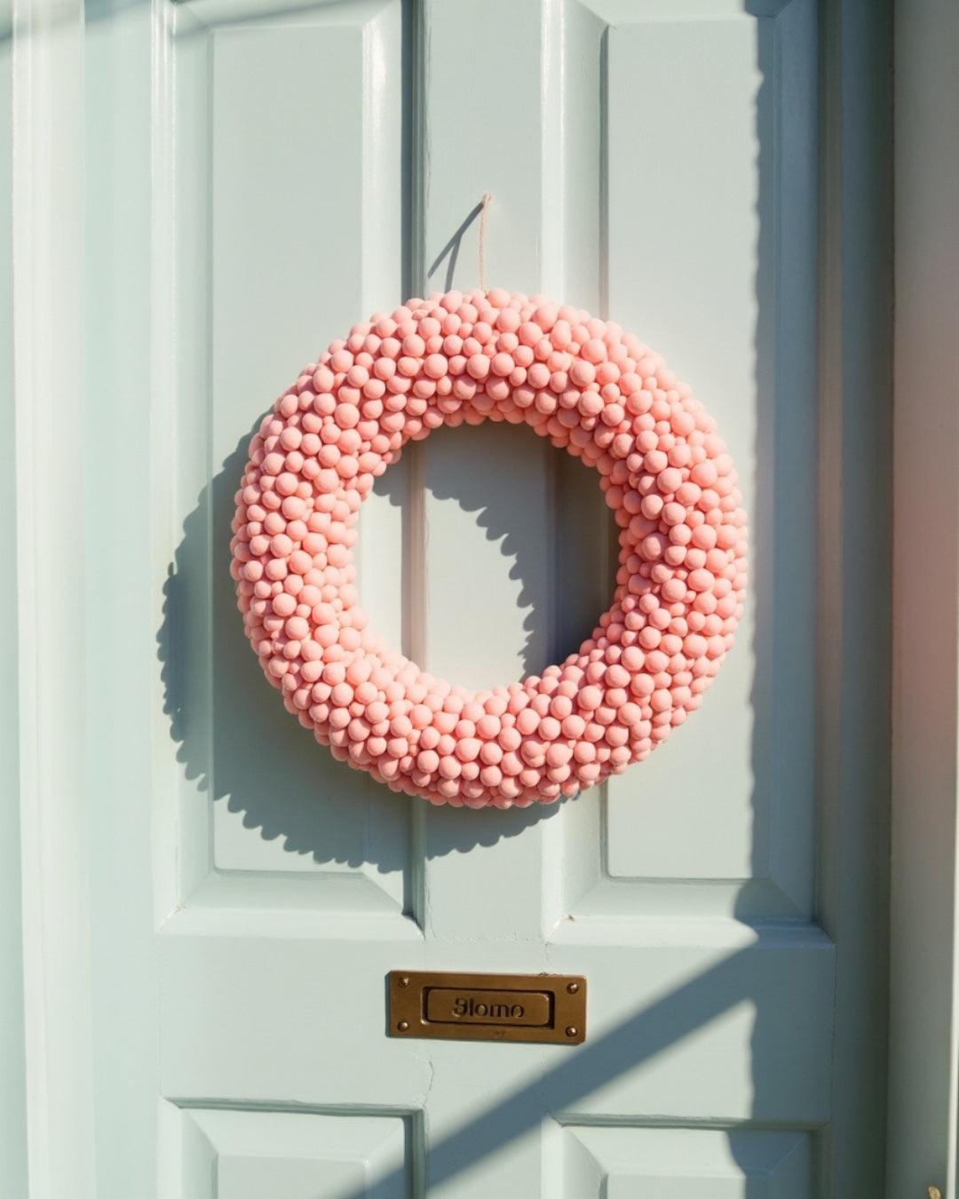 Pink Flocked Foam Ball Wreath