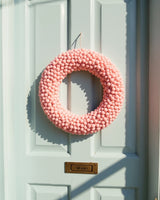 Pink Flocked Foam Ball Wreath