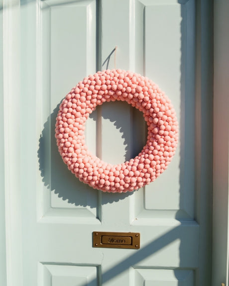 Pink Flocked Foam Ball Wreath
