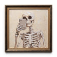 Halloween skeleton selfie framed wall art textured skelfie print spooky skeleton decor