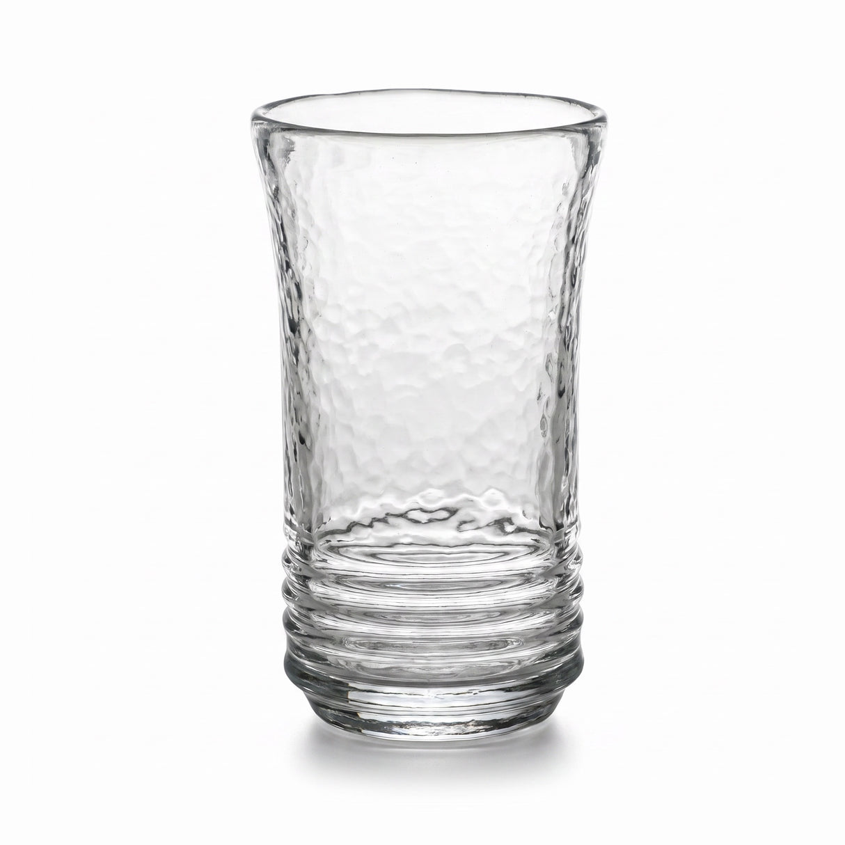 hand blown ribbed glass tumbler for water, cocktails, and everyday table setting