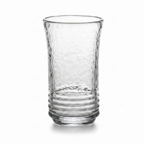 hand blown ribbed glass tumbler for water, cocktails, and everyday table setting