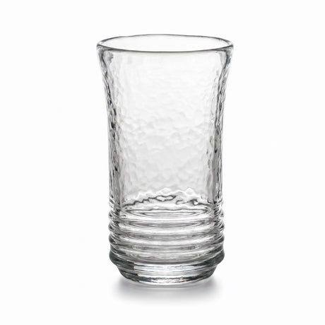 hand blown ribbed glass tumbler for water, cocktails, and everyday table setting