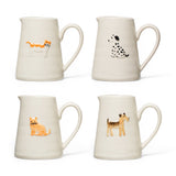 hand painted ceramic creamer with cat and dog design small milk pitcher 6 oz farmhouse kitchen accessory