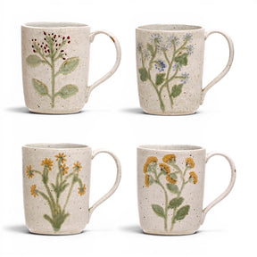 botanical ceramic mug 12 oz hand painted floral coffee mug speckled glaze