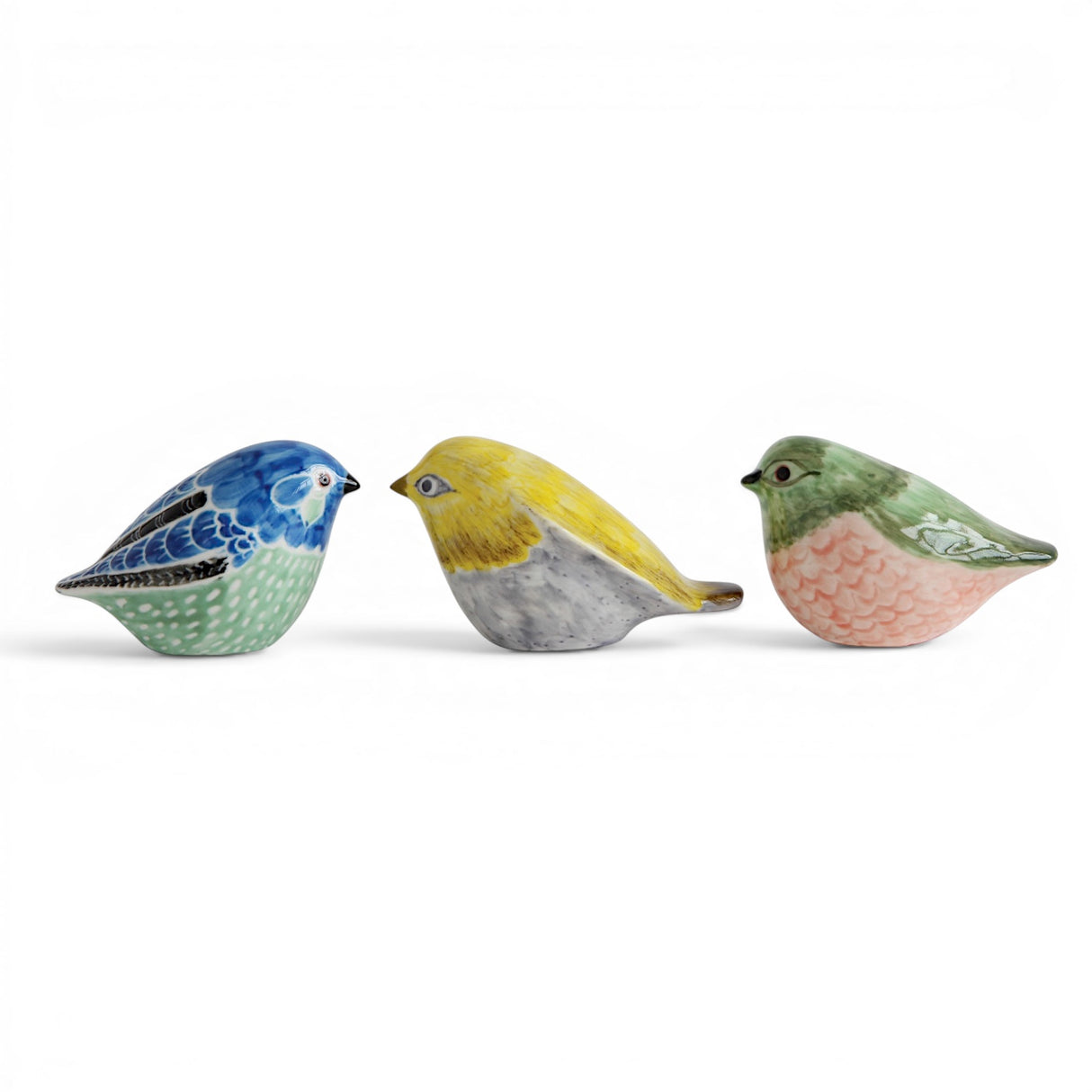 hand painted ceramic bird figurine in multicolor for shelf decor and home styling