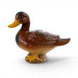 hand-painted ceramic mallard duck figurine with reactive glaze