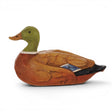Hand-painted resin mallard duck figurine with green head and natural brown feather details