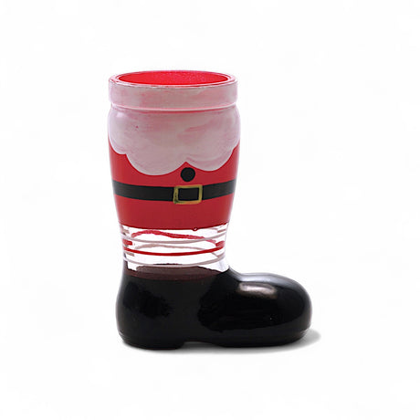 2 oz hand-painted Santa boot shot glass