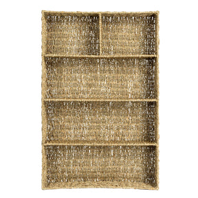 Natural hand-woven seagrass basket with five sections for storage and organization.